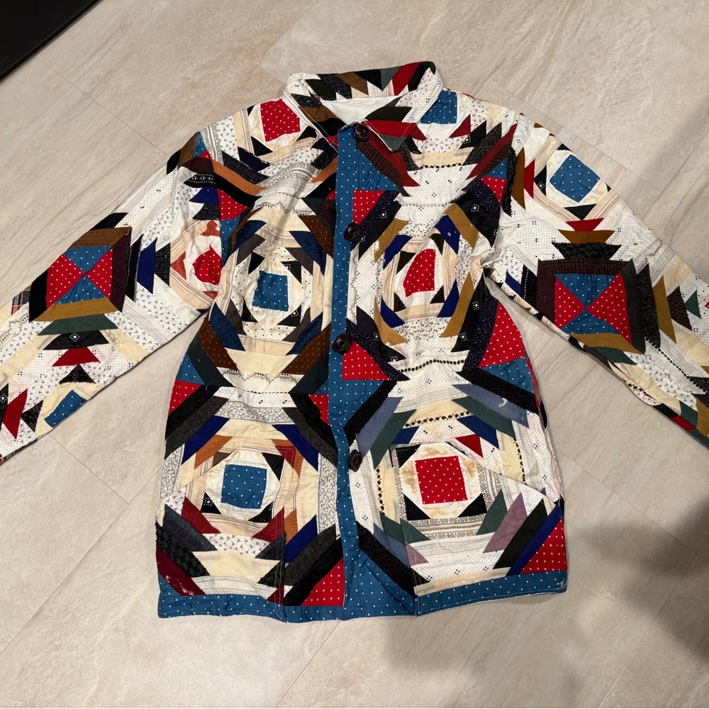 Vintage handmade Multicolor Quilted quilt Jacket patchwork coat
